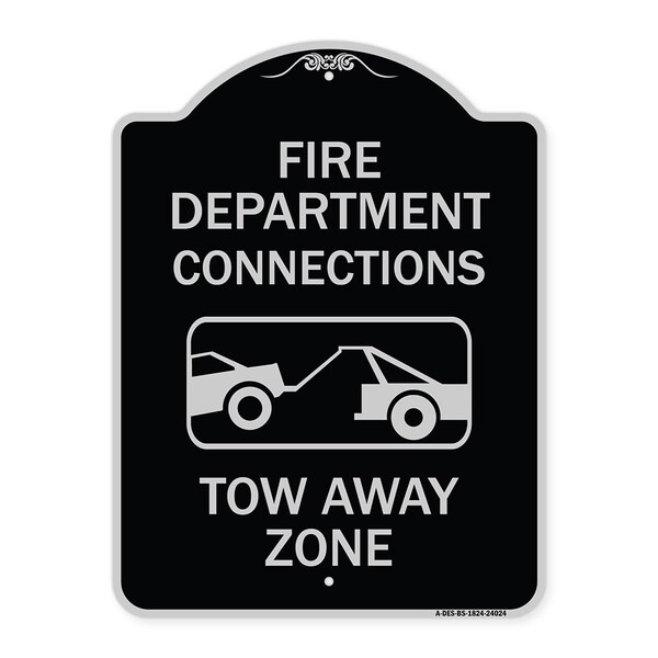 Fire Department Connection Tow Away Zone W/ Graphic Heavy-Gauge Alum Sign, 24" x 18", BS-1824-24024